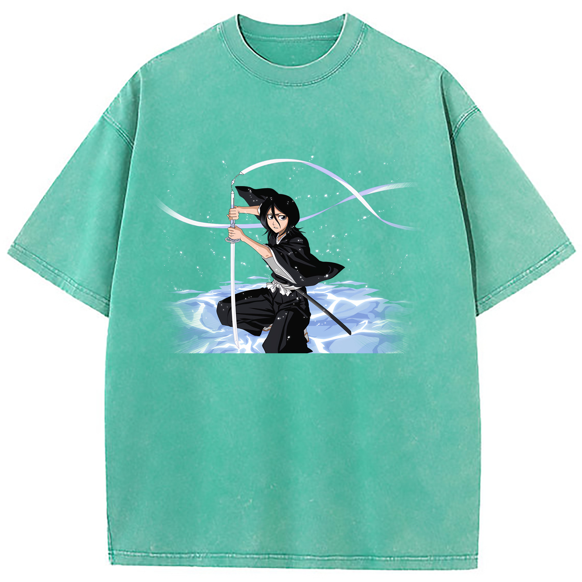 （画像用） ブリーチ 朽木ルキア BLEACH Kuchiki Rukia 綿100% ヴィンテージ風 半袖Tシャツ（フロントプリント）